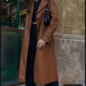 Women's Brown Leather Coat